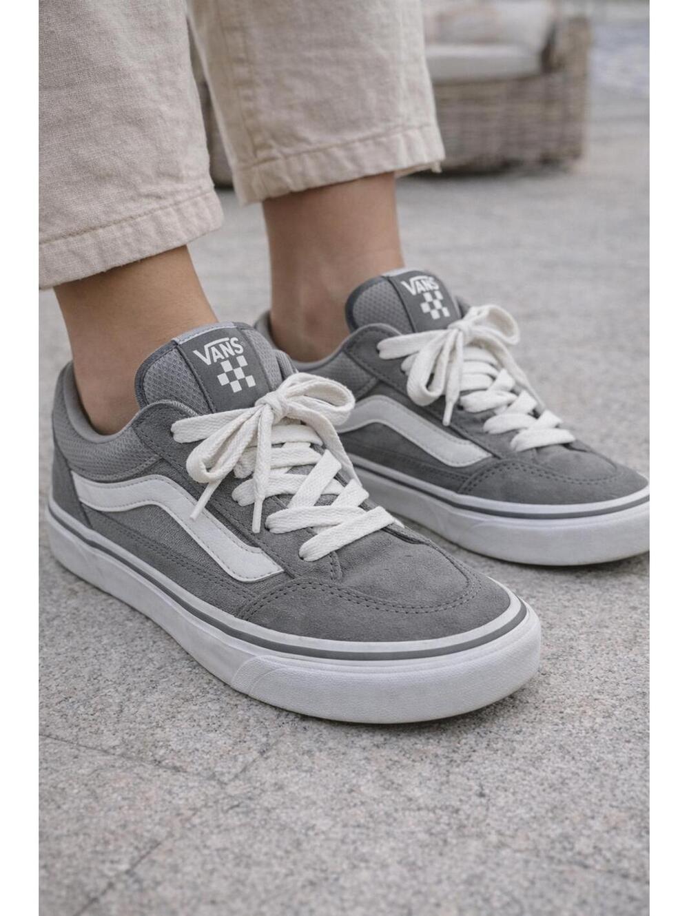 Vans Knu Skool 500714 Grey White Puffy Tongue Skate Shoes - Size Women's 8